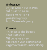 Adresse Ambassade / Consulat