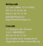 Adresse Ambassade / Consulat